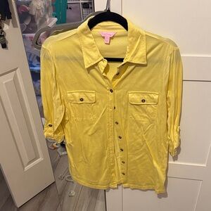 Lilly Pulitzer Yellow Button-Up Top